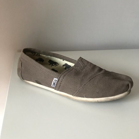 Toms Slip On Grey Flats - Picture 6 of 6